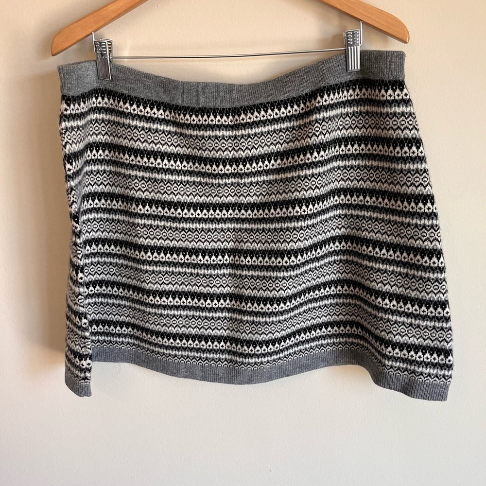 J. Crew NWT Women’s Cashmere Black Grey & White Fair Isle Mini Sweater Skirt XXL